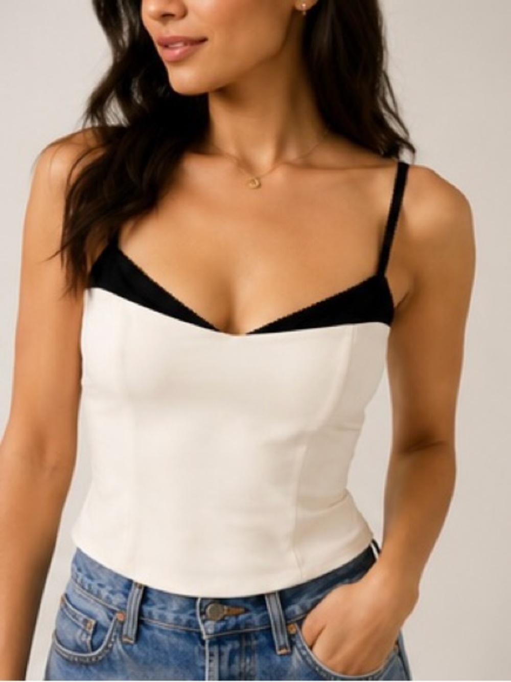 Reformation Melanie Ivory & Black Corset Camisole Top NWT — Size 6